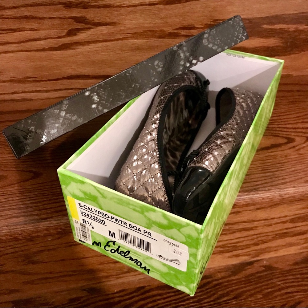 SAM EDELMAN Calypso Boa Ballet Flats Pewter 8.5 - Picture 6 of 6
